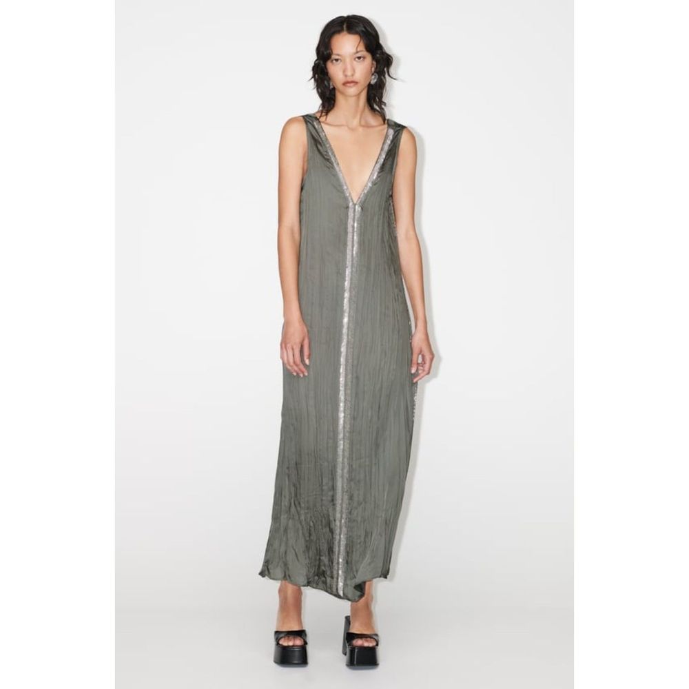ZARA EMBROIDERED SATIN EFFECT DRESS LIMITED EDITION